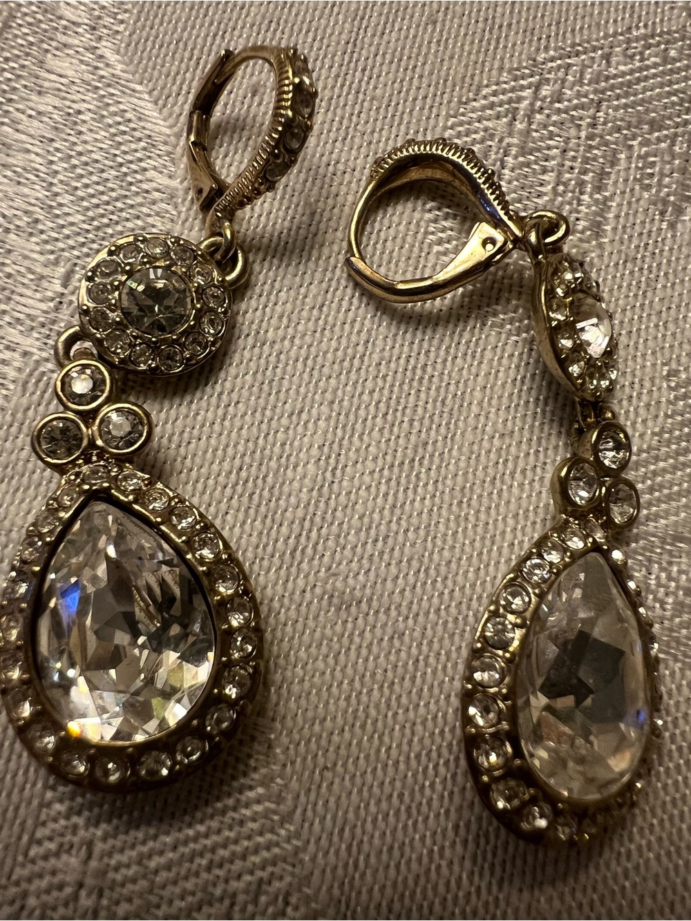 Gold-Tone Clear Crystal Teardrop Dangle Earrings - Women Jewelry